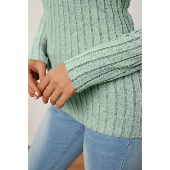 Basic Bae Full Size Ribbed V-Neck Long Sleeve T-Shirt - Picture 7 of 11